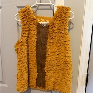 Kensie Mustard Yellow Fuzzy Sleeveless Top
